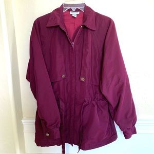 Oleg Cassini Lightweight Jacket Trench Coat Raincoat Windbreaker Magenta Purple
